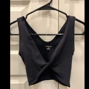 Black cropped twist tank top—XS | Urban Outfitters